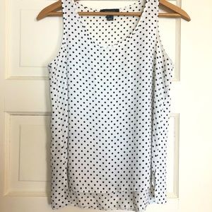 Atmosphere- Sleeveless black & white polka dot blouse. Size 6
